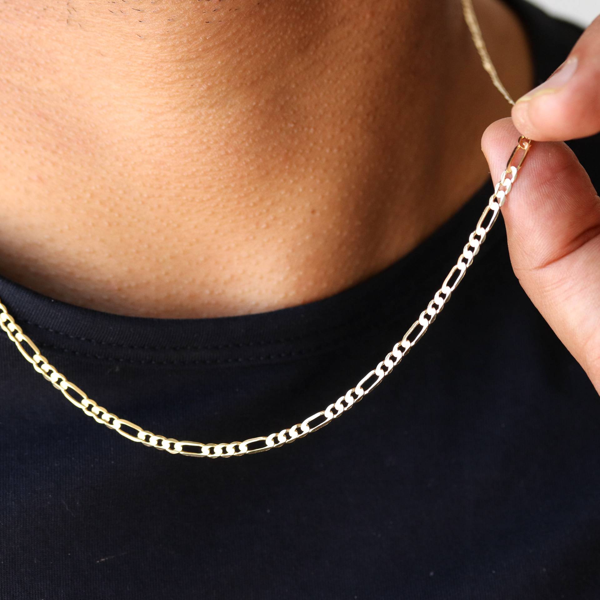Gold Figaro Kette, 14K Kette Halskette Für Männer, Halskette, Goldkette Herren Männer von CHAINZshop