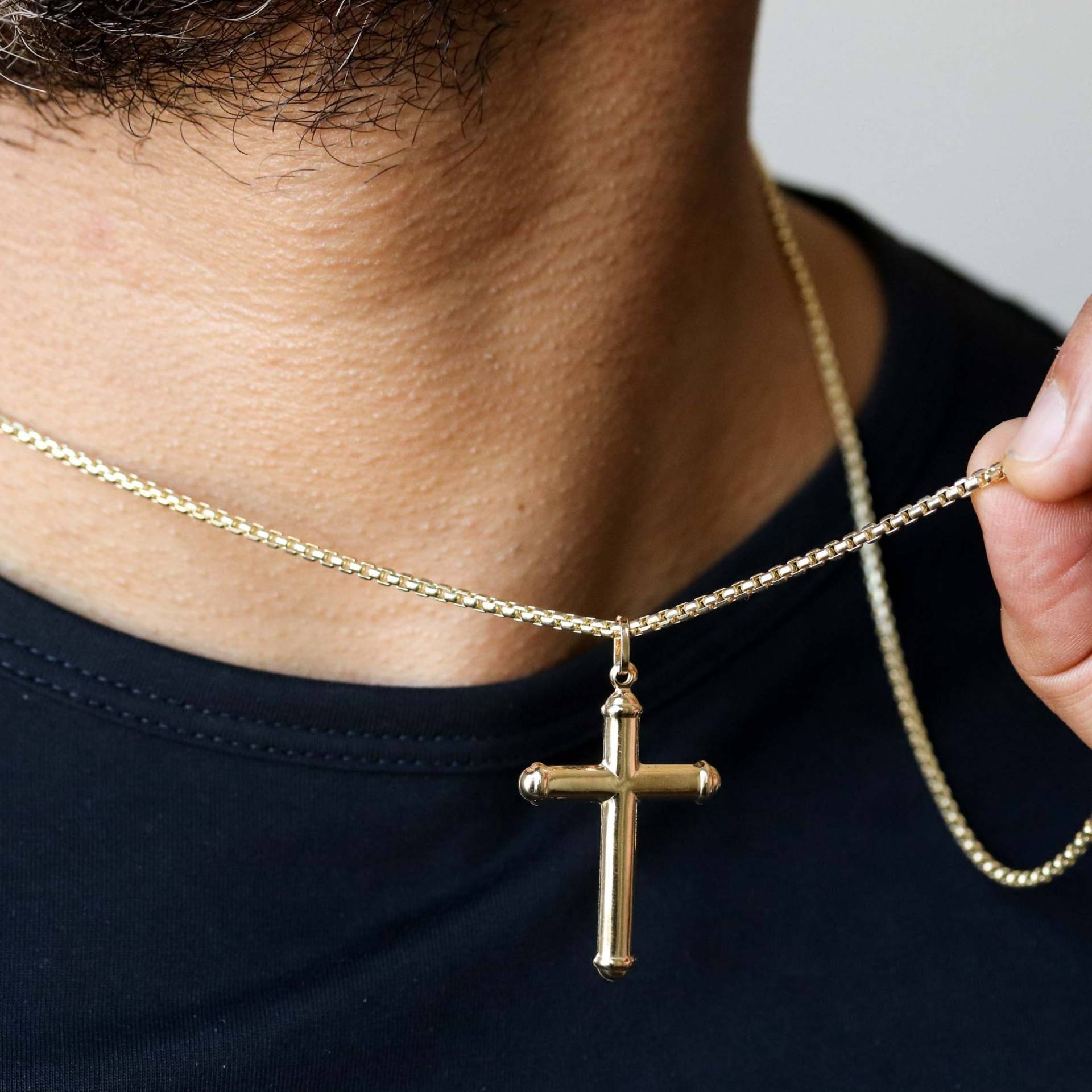 Gold Kreuz Halskette, Herren Halskette Für Männer, 14K Für Männer Anhänger von CHAINZshop