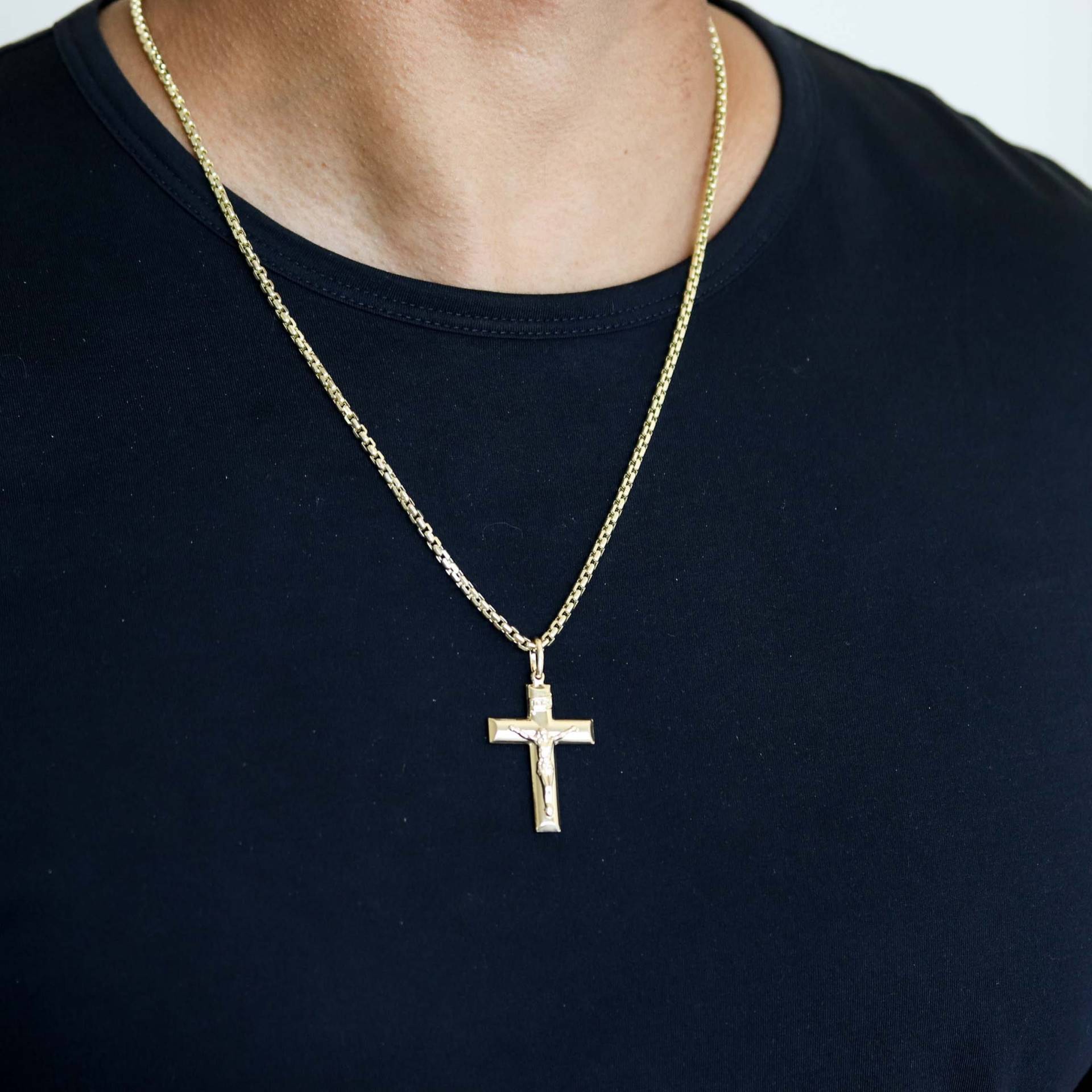 Gold Kreuz Halskette Für Männer, Kruzifix Halskette, Herren von CHAINZshop