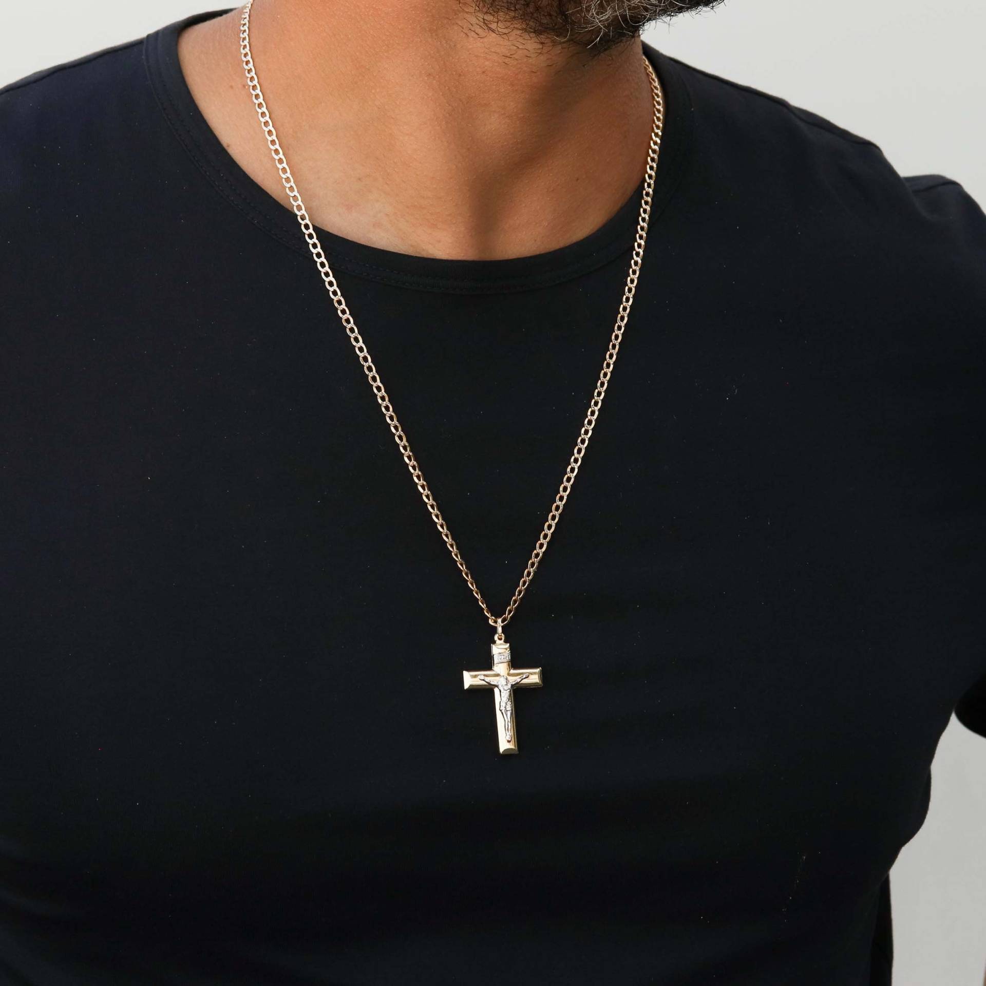 Gold Kreuz Halskette Für Männer, Kruzifix Halskette, Herren von CHAINZshop