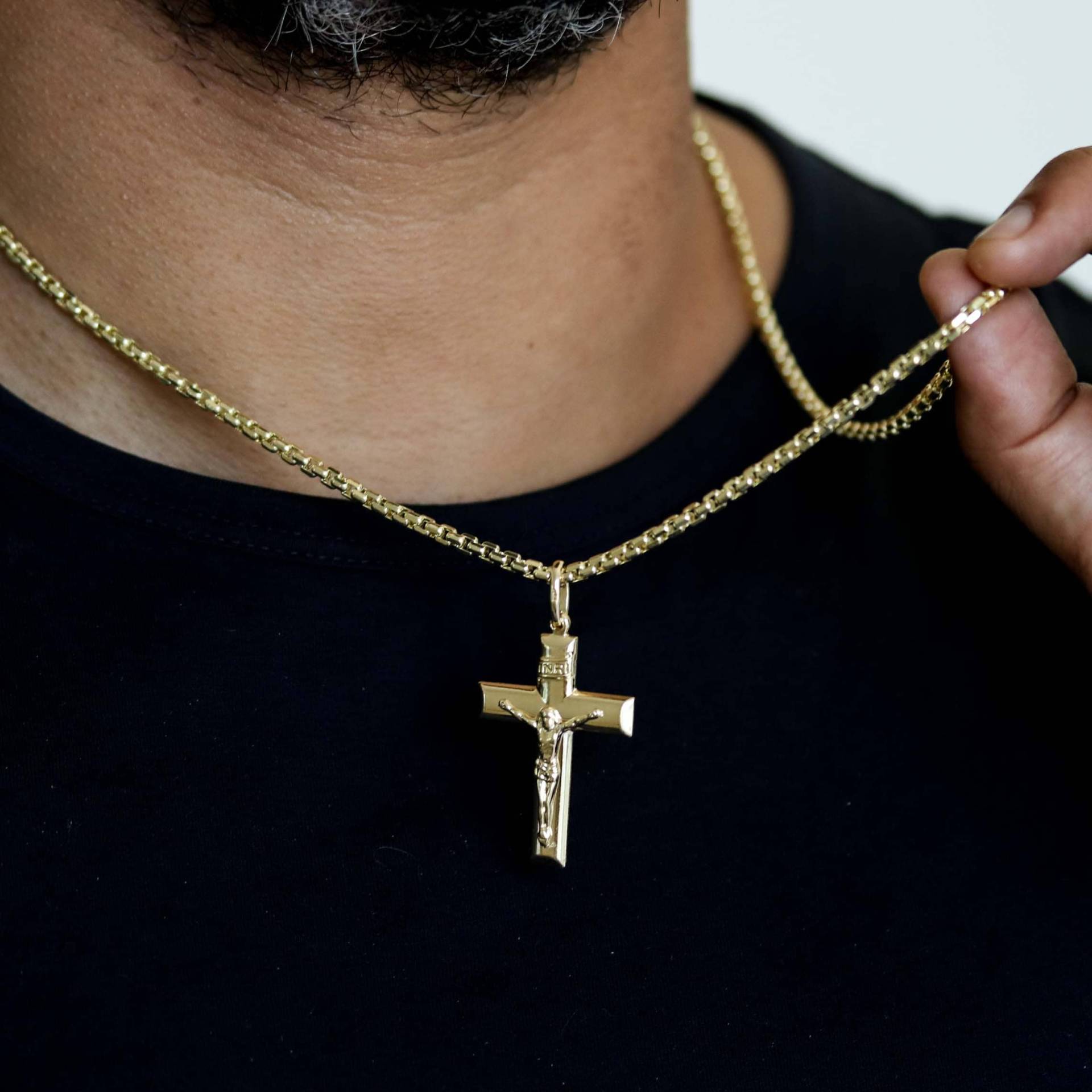 Kreuz Halskette Für Männer, Kruzifix Halskette, Gold von CHAINZshop