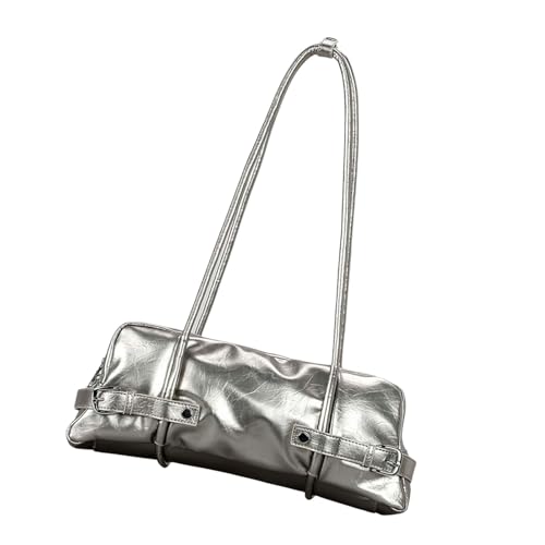 Damen Tasche PU Leder Unterarmtasche Mode Handtasche Retro Achsel Große Kapazität Schulter Reißverschlüsse Biker Frauen Achsel Große Kapazität Handtasche All-Matching Schulter Biker, silber, One Size Damen Tasche PU Leder Unterarmtasche Mode Handtasche Retro Achsel Große Kapazität Schulter Reißverschlüsse Biker Frauen Achsel Große Kapazität Handtasche All-Matching Schulter Biker, silber, One Size von CHAKAE