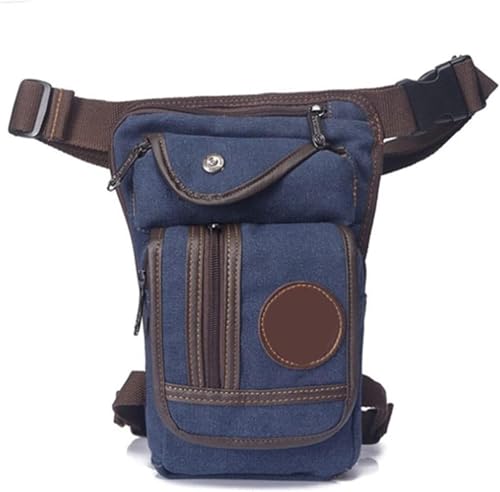 Multifunktionale Oberschenkeltasche Drop Leg Bag, Herren Canvas Retro Drop Beintasche Hüfttasche Oberschenkel Hüftgürtel Wandern Motorrad Cross Body Messenger Schultertasche Hüfttasche(Blue Canvas) von CHAKEUZND