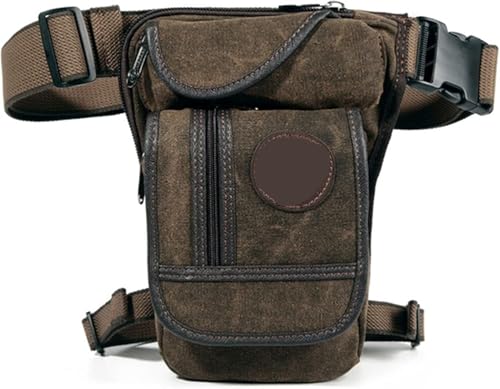 Multifunktionale Oberschenkeltasche Drop Leg Bag, Herren Canvas Retro Drop Beintasche Hüfttasche Oberschenkel Hüftgürtel Wandern Motorrad Cross Body Messenger Schultertasche Hüfttasche(Coffee) von CHAKEUZND