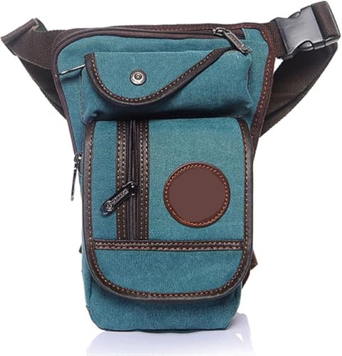 Multifunktionale Oberschenkeltasche Drop Leg Bag, Herren Canvas Retro Drop Beintasche Hüfttasche Oberschenkel Hüftgürtel Wandern Motorrad Cross Body Messenger Schultertasche Hüfttasche(Green Canvas) von CHAKEUZND