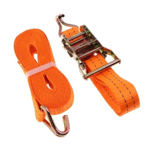 Reisezubehör Gepäckgurt, Cargo-Ratschen-Spanngurte mit Metallschnalle, 2er-Pack, Orange, 5 m x 38 mm(200x3.8cm) von CHAKEUZND