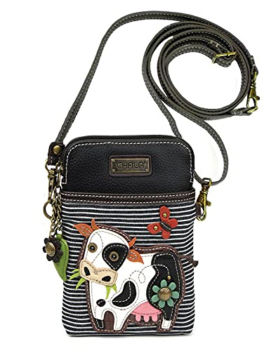 CHALA Crossbody Handy-Geldbörse – Damen PU-Leder, mehrfarbige Handtasche mit verstellbarem Riemen, Kuh – Schwarz gestreift, Einheitsgröße von CHALA