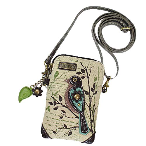 CHALA Crossbody Handy Geldbörse - Frauen Canvas Multicolor Handtasche mit verstellbarem Riemen (Bird - Safari Sand) von CHALA