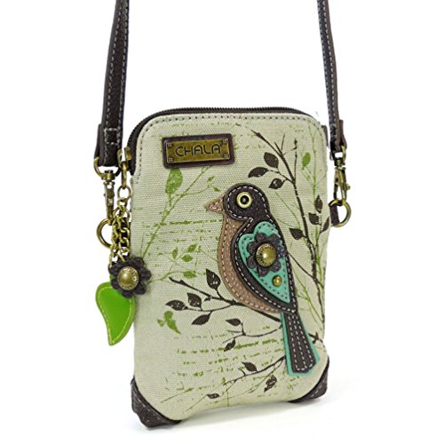 CHALA Crossbody Handy Geldbörse - Frauen Canvas Multicolor Handtasche mit verstellbarem Riemen (Bird - Safari Sand) von CHALA