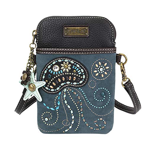 CHALA Dazzled Crossbody Handy Geldbörse - Frauen Kunstleder Multicolor Handtasche mit verstellbarem Riemen - Jellyfish Navy von CHALA