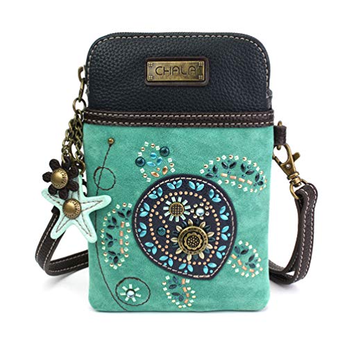 CHALA Dazzled Crossbody Handy Geldbörse - Frauen Kunstleder Multicolor Handtasche mit verstellbarem Riemen - Turtle Türkis von CHALA