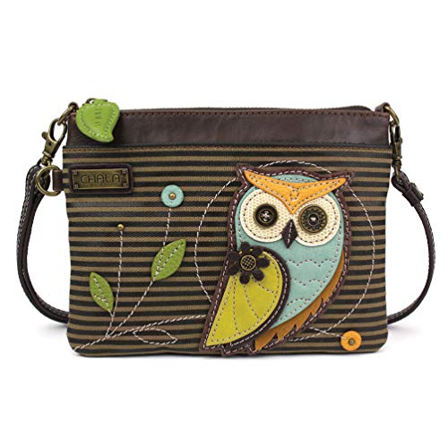 CHALA Mini Crossbody/Geldbörse mit Cabrio-Gurt Stilvoll, kompakt, vielseitig - Owl Olive Stripe von CHALA