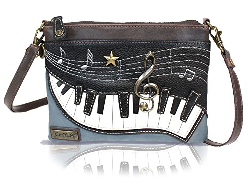 CHALA Mini Crossbody Handtasche, Multi-reißverschluss, pu-Leder, kleine Schulter-Geldbeutel verstellbare Riemen Dunkelblau - Klavier-schlüssel für Frauen von CHALA