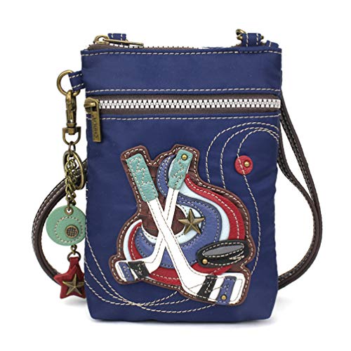 CHALA Crossbody-RFID-Handy-Geldbörse – Damen-Handtasche aus Nylon/Kunstleder, mehrfarbig, mit verstellbarem Riemen, Hockey - Blau, Einheitsgröße von CHALA