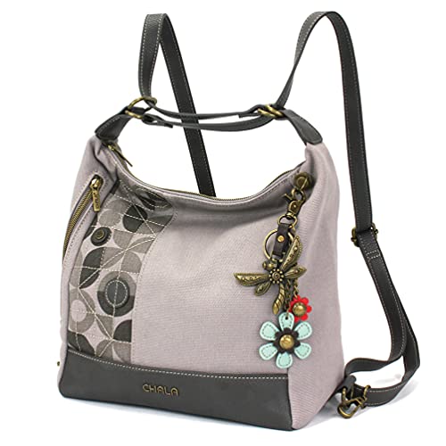 CHALA Retro Convertible Geldbörse, Crossbody, Rucksack und Schultertasche, Grau, Metal Dragonfly - Gray, Einheitsgröße von CHALA