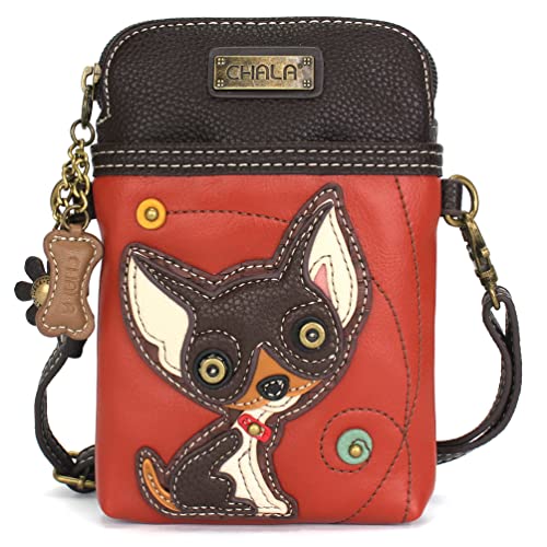 Chala Crossbody Handy Geldbörse Damen Canvas Multicolor Handtasche mit verstellbarem Riemen, Chihuahua - Orange, Einheitsgröße, Modern von CHALA