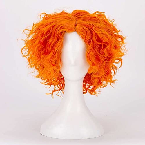 Anime Cosplay Perücke, Mad Hatter Perücke, Short Messy Curly Orange Perücke, Mit Kostenloser Perückenkappe, Für Party Alltag Halloween Perücke Cosplay, Anime-Fan-Geschenk von CHALKSEA