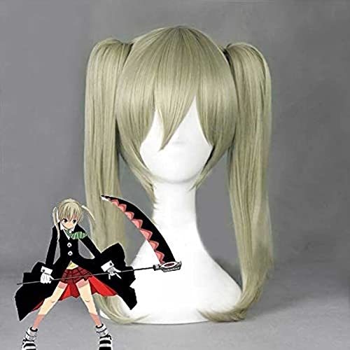 Anime Cosplay Perücke, Soul Eater Maka Albarn Perücke, Linen Double Ponytail Long Perücke, Mit Kostenloser Perückenkappe, Für Party Alltag Halloween Perücke Cosplay, Anime-Fan-Geschenk von CHALKSEA