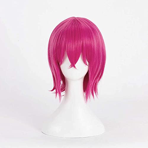 Anime Cosplay Perücke, The Seven Deadly Sins Gowther Perücke, Halloween Perücke,Short Deep Pink Hair Anime Cosplay Wig, Mit Kostenloser Perückenkappe, Für Kostüm Party Alltag Cosplay von CHALKSEA