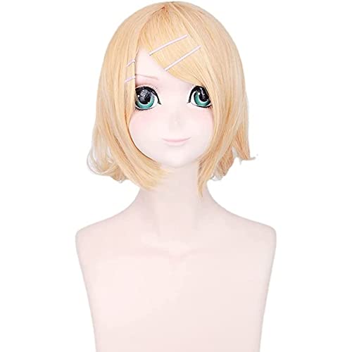 Anime Spiel Cosplay Perücke Kagamine Rin/Len, Frauen Blonde Kurze Haare, Für Halloween, Party, Karneval, Nachtleben, Konzerte, Hochzeiten, Anime-Fan-Geschenk von CHALKSEA