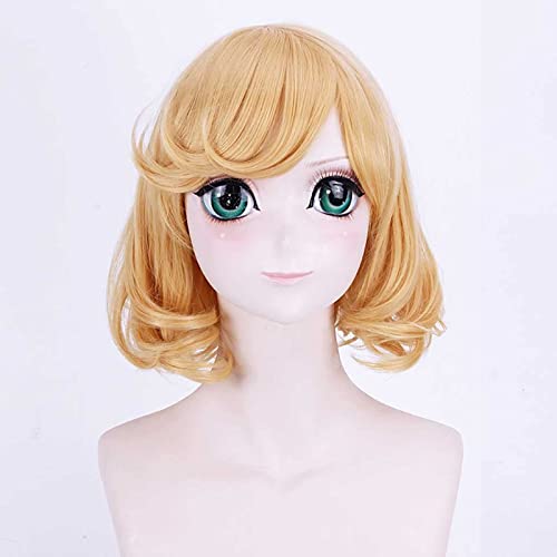 Cosplay Perücke,Kakegurui Itsuki Sumeragi Cosplay Perücke,Short Blonde Curly Perücke,Mit Kostenloser Perückenkappe,Halloween Kostüm Perücke,Für Party Karneval Weihnachten Anime-Geschenk von CHALKSEA