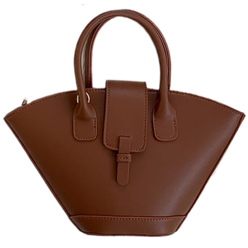 CHAMAIR Mini Handtasche Damen Umhängetasche Crossbody Bag Damen-Henkeltaschen Fächerförmig Ledertasche Moden PU Leder Geldbörse Handtaschen mit Abnehmbarer Schultergurt und Reißverschluss von CHAMAIR