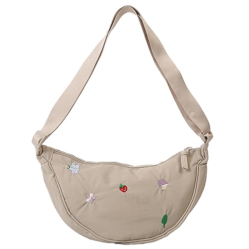 CHAMAIR Nylon Halbmond Crossbody Bag Damen Sling Bag Nylon Hobo bag Schulter Taille Beutel Brustbeutel Leichte Umhängetasche mit verstellbarem Riemen (X-Beige) von CHAMAIR