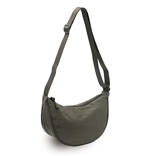 CHAMAIR Nylon Halbmond Crossbody Bag Damen Sling Bag Nylon Hobo bag Schulter Taille Beutel Brustbeutel Leichte Umhängetasche mit verstellbarem Riemen von CHAMAIR