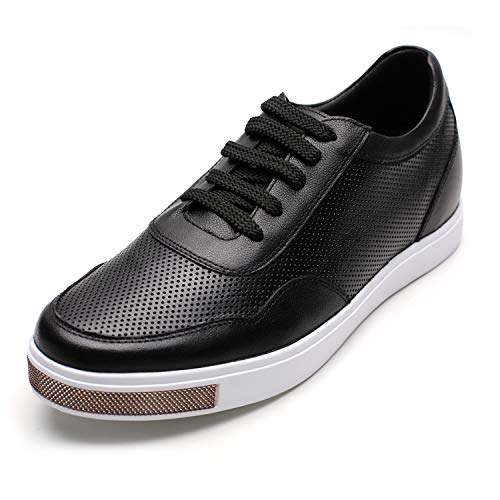 CHAMARIPA Elevator Schuhe Mens Breathable Mesh Leder Turnschuhe Höhe Erhöhung -6 cm Taller - H71C26K175D (250, Schwarz) von CHAMARIPA