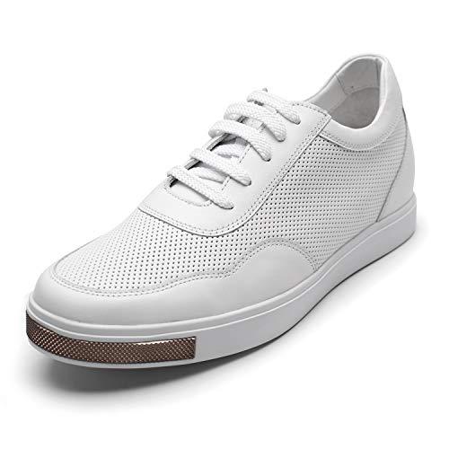 CHAMARIPA Elevator Schuhe Mens Breathable Mesh Leder Turnschuhe Höhe Erhöhung -6 cm Taller - H71C26K175D (39 EU, Weiß) von CHAMARIPA