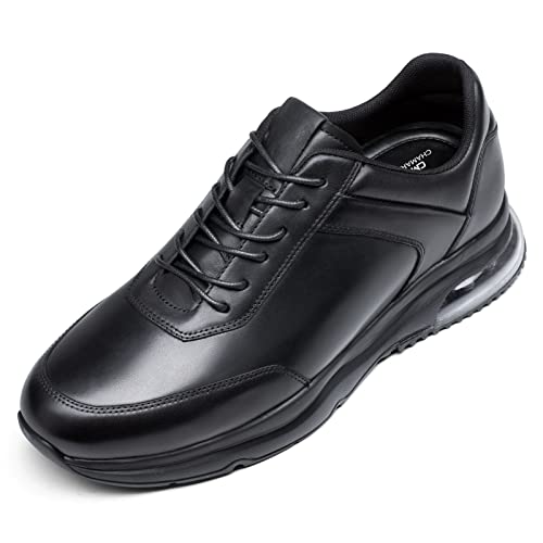 CHAMARIPA Elevator Sneakers, Schuhe die Sie größer Machen - Schwarz Leder Freizeitschuhe 7CM/ 2.76 Inches Taller von CHAMARIPA