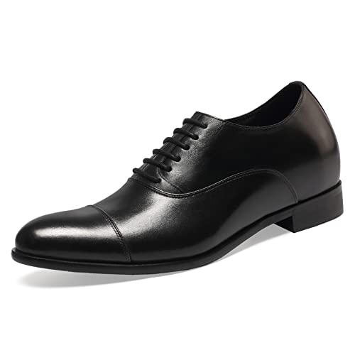 CHAMARIPA Herren Aufzug Schuhe aus Kalbsleder Oxford Schnürschuhe, Schwarz, Gr.- 39 EU von CHAMARIPA