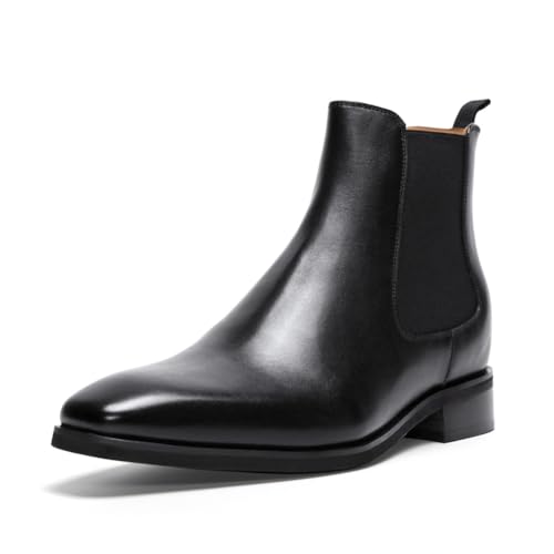 CHAMARIPA Herren Chelsea Boots Elevator Shoes - Unsichtbare Höhenerhöhung | Integrierte Elevator Einlegesohle | Echtes Kalbsleder & Elastische Seiten | Rutschfeste Sohle für Winter | Urban Style von CHAMARIPA