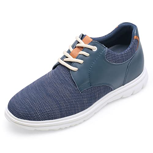 CHAMARIPA Herren Elevator Sneakers Sportschuhe Mesh Schnürschuhe Leicht Höhe Erhöhung Schuhe Versteckte Ferse Trainer, Blue-c1c11z0024d, 42 EU von CHAMARIPA