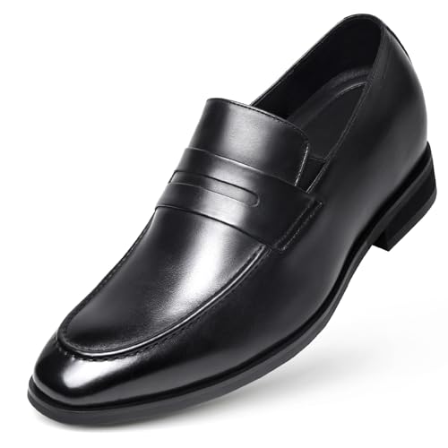 CHAMARIPA Herren-Schuhe zur Erhöhung der Körpergröße – integrierte benutzerdefinierte Lift-Einlegesohle, Vollnarbenleder, bequem und atmungsaktiv, Business Casual Aufzugsschuhe, Schwarz-c1d16e0021dp von CHAMARIPA