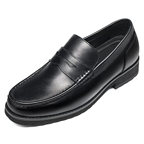 CHAMARIPA Herren-Schuhe zur Erhöhung der Körpergröße – integrierte benutzerdefinierte Lift-Einlegesohle, Vollnarbenleder, bequem und atmungsaktiv, Business Casual Aufzugsschuhe, Schwarz-c2c176b0011d von CHAMARIPA
