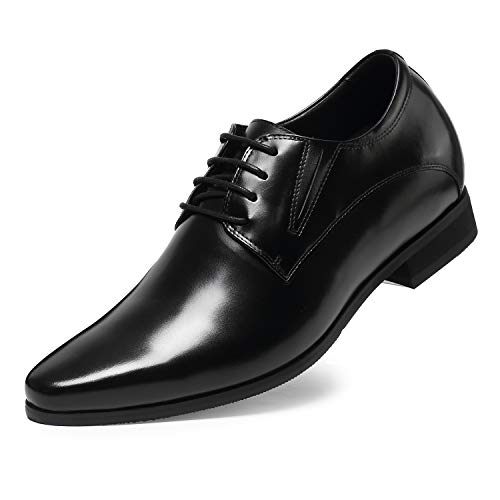 CHAMARIPA Elevator Schuhe Herren Schwarz Leder Oxford Schuhe Business Lace Up Schuhe Herren Anzugschuhe, 8CM / 3.15 Inches H62D11K011D von CHAMARIPA