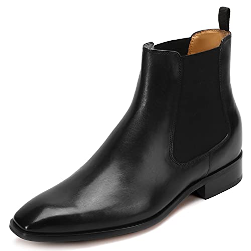CHAMARIPA Herrenschuhe Die Größer Machen - Schuhe Mit Erhöhung - Schwarz Leder Chelsea Stiefel 7 CM Größer, 39 EU von CHAMARIPA
