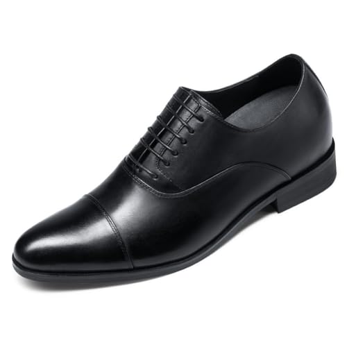 CHAMARIPA Herren Aufzug Schuhe aus Kalbsleder Oxford Schnürschuhe, Schwarz, Gr.- 43 EU von CHAMARIPA