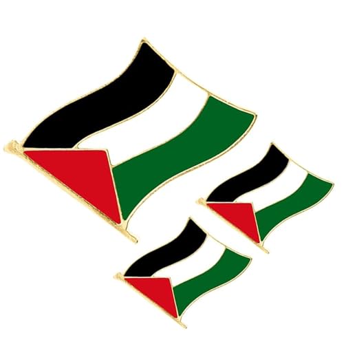 3 Stück Palästina Flagge Revers Pin Badge National Country Flagge Button Revers Pin Palestine Flagge Brosche Perfektes Match von ＣＨＡＭＥＥＮ
