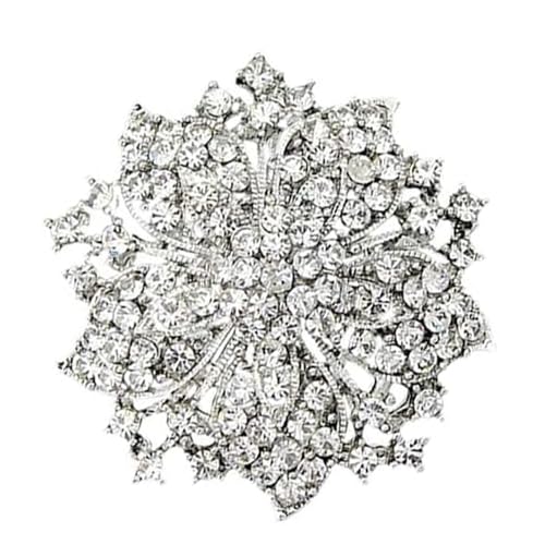 Damen-Brosche mit Strass-Steinen Rund Blume Brosche Anstecknadel Kristall Versilbert Schmuck Blumendesign Geschenk von ＣＨＡＭＥＥＮ