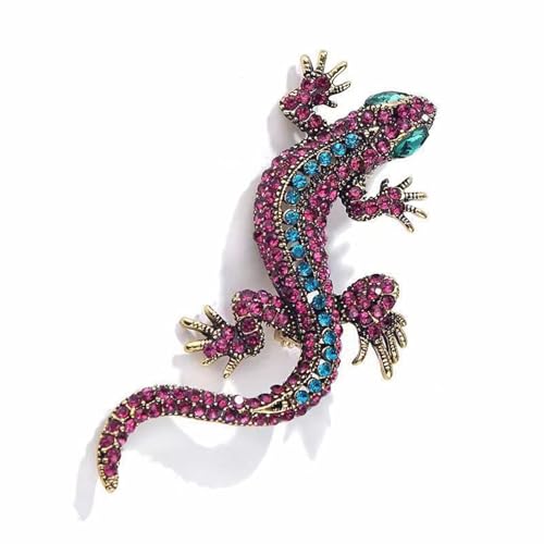 Handgearbeitete Gecko Salamander Brosche mit Farbigen Zirkonia Kristallen Filigrane Von Der Natur Inspirierte Statement-Brosche von ＣＨＡＭＥＥＮ