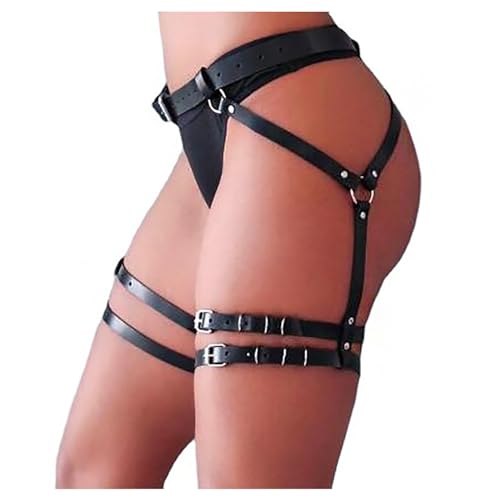 Leder-Gürtel und -Beingeschirr Sexy Körper-Geschirr Leder-Strumpfband Oberschenkel-Schmuck für Damen leder harness von ＣＨＡＭＥＥＮ