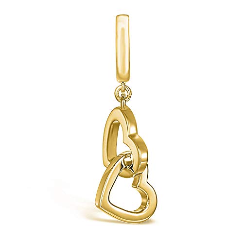 CHAMOON Charm-Anhänger Connected Hearts Doppel-Herz Silber 18 Karat Vergoldet 32021 von CHAMOON