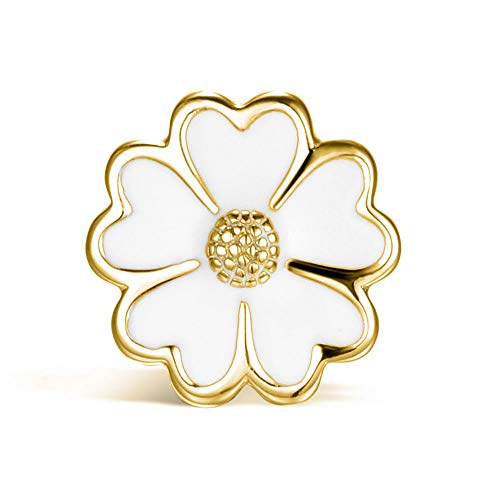 CHAMOON Charm-Anhänger White Enamel Flower Blume Blüte Silber 18 Karat Vergoldet 31008-1 von CHAMOON