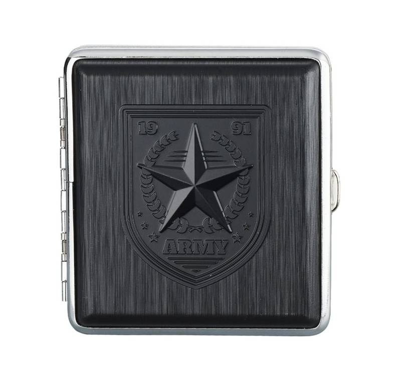 CHAMP Etui ZIGARETTENETUI "ARMY" für 20 Zigaretten aus Metall 93 (Schwarz-Army), Zigarettenbox Zigarettendose Etui Case Box Dose Hardcase von CHAMP