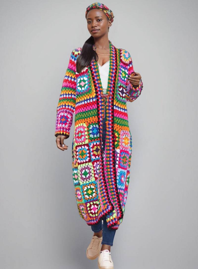 Boho Strick Jacke Handgemachte Häkeln Maxi-Cardigan von CHANDAKA