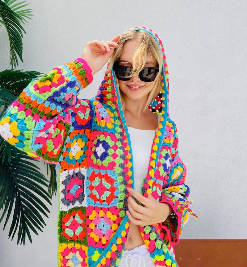 Wolle Oversize Weihnachten Pullover Unisex Häkeln Oma Quadrat Strickjacke Frauen Pullover Geschenk von CHANDAKA