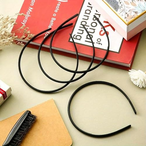 CHANDERKASH Set mit 6 einfarbigen, glänzenden Kunststoff-Haarbändern für Mädchen und Frauen (mittelgroß, schwarz) von CHANDERKASH