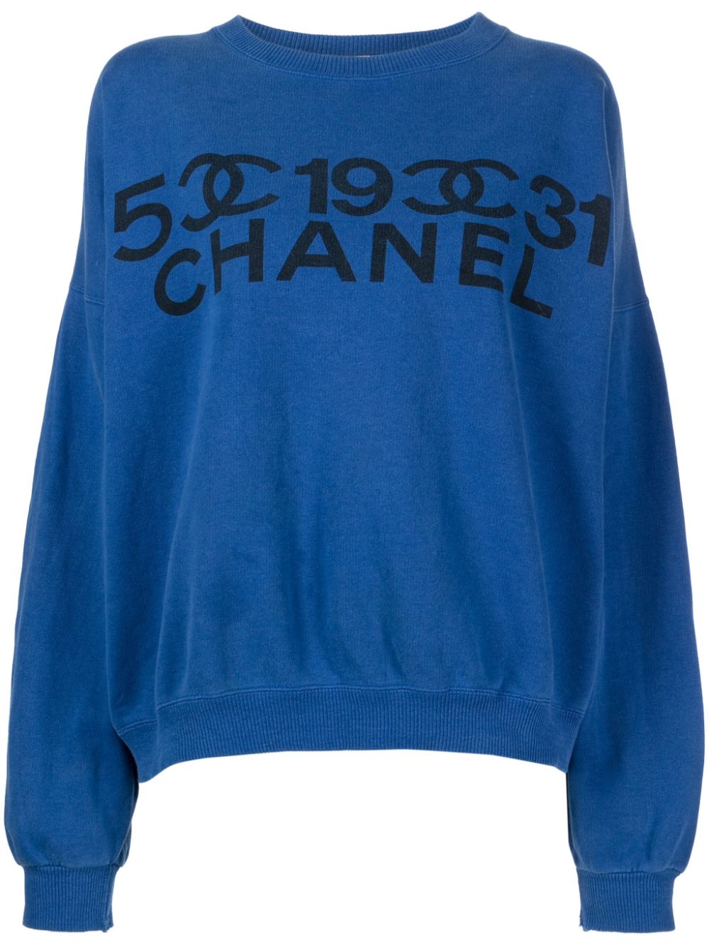 CHANEL Pre-Owned 1990-2000 Woll-Sweatshirt mit Logo-Print - Blau von CHANEL Pre-Owned